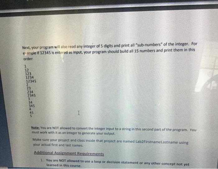 5 and prints all substrings of the string. Your program should contain