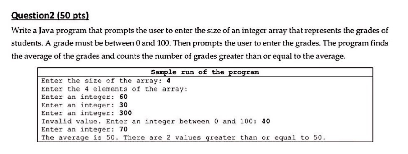 USING java language need the solve within 1 hour please Question 2