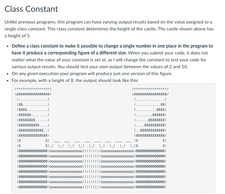 generate output that looks like the following (height of 5): AMMA |