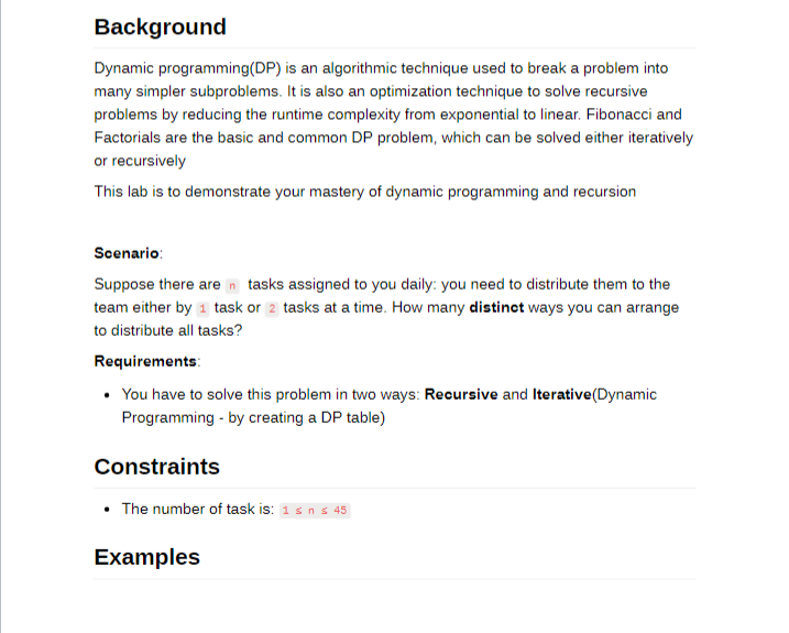 Please do this in Java :) Dynamic programming(DP) is an algorithmic technique