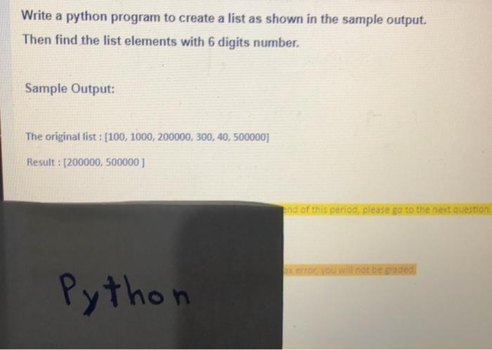  Write a python program to create a list as shown in