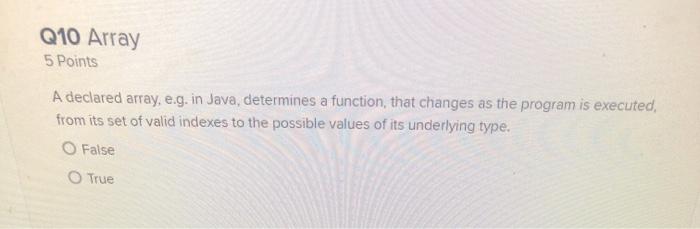 show how you got the answer please Q10 Array 5 Points A
