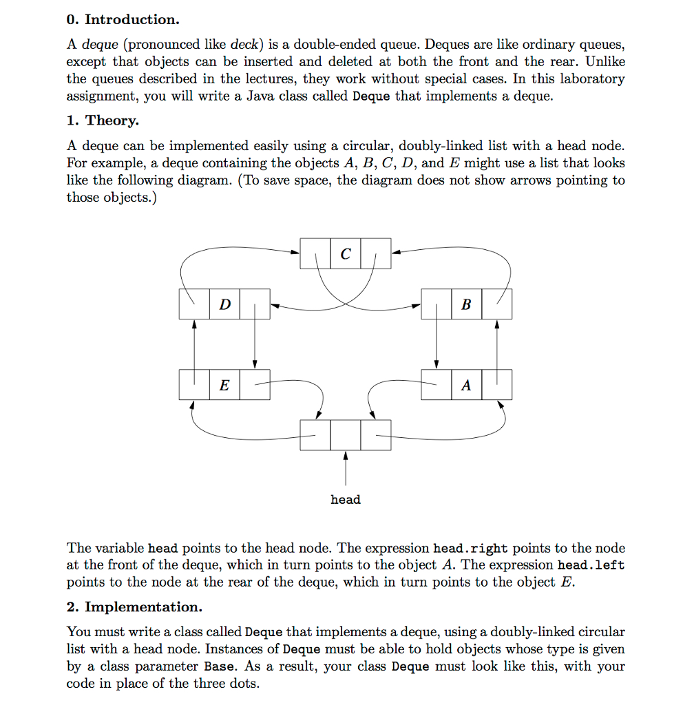 ----------------------------tests.java------------------------------- class ObservationDeque { // MAIN. Test the DEQUE on various example