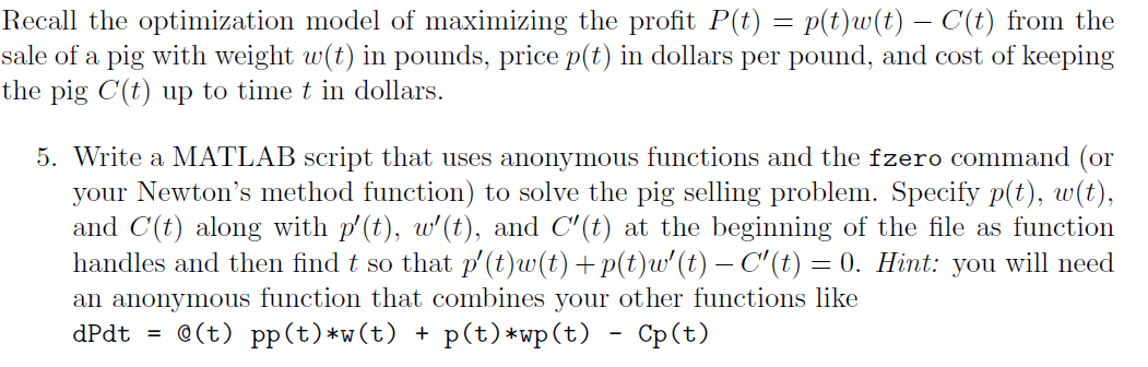 Struggling with "function handle". What is "specifiy as function handle"?? Recall the