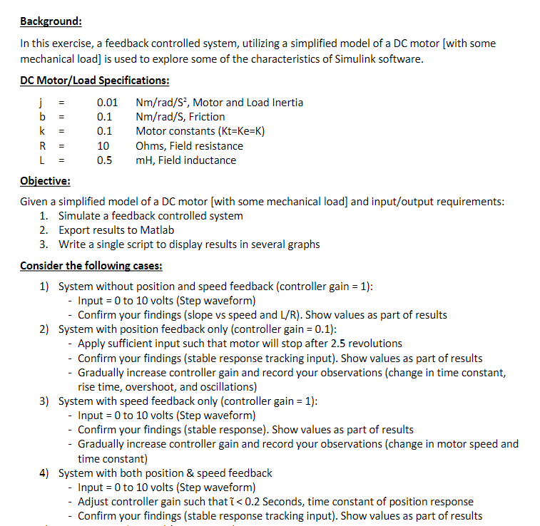 Background: In this exercise, a feedback controlled system, utilizing a simplified