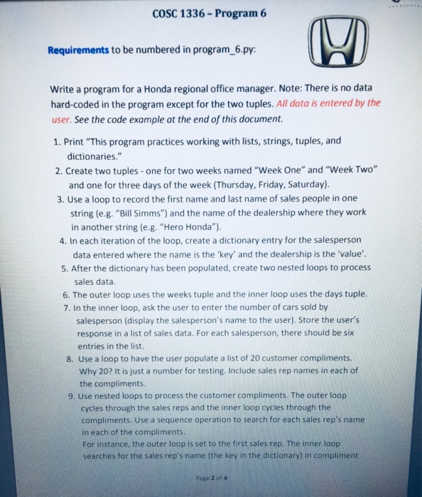 at: o COSC 1336 Program 6 can be completed using content from