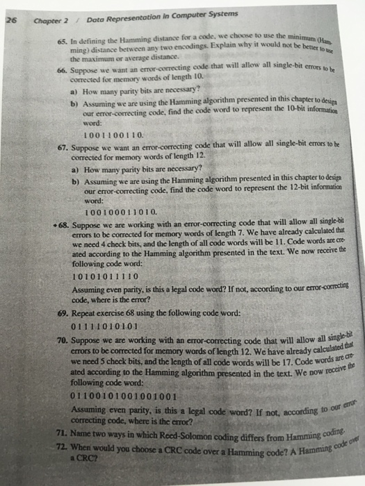  In defining the Hamming distance for a code. We choose to