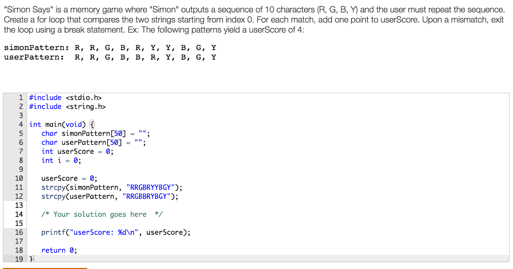 Programming in C: "Simon Says" is a memory game where "Simon" outputs