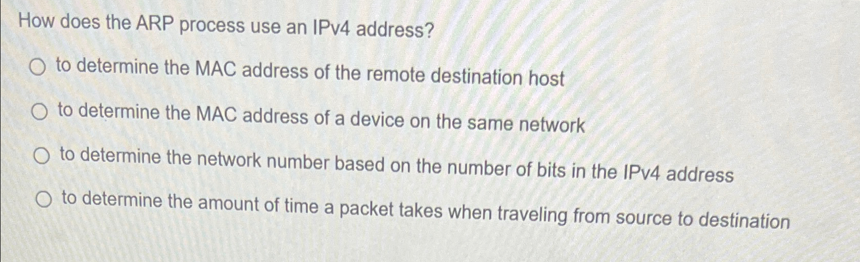  How does the ARP process use an IPv4 address? to determine