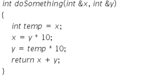 C++ code: The following function uses reference variables as parameters. Rewrite the