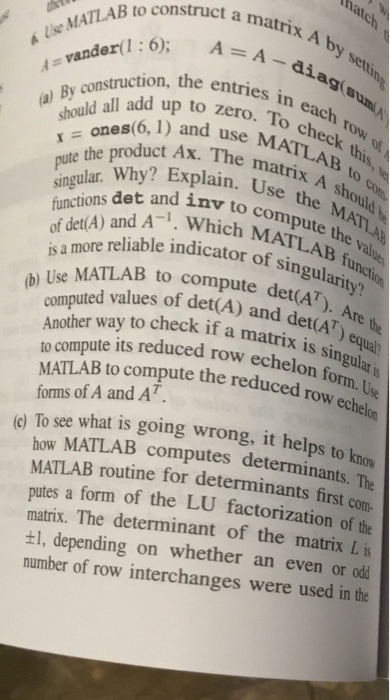  natch to construct a matrix A b A = A-diag(sun. y