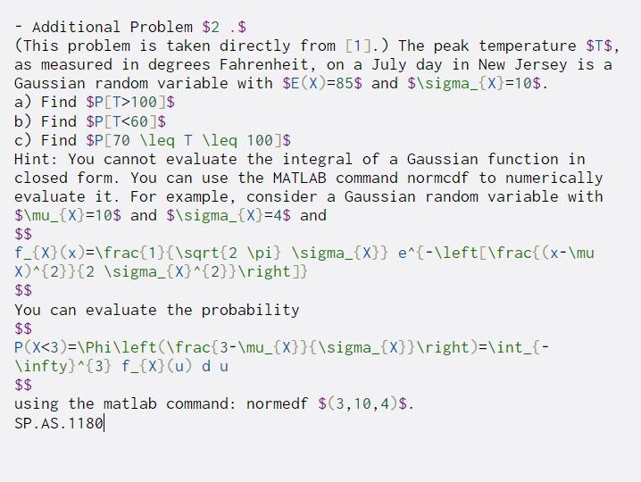 - Additional Problem $2 . $ (This problem is taken directly