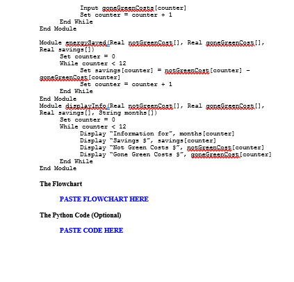efficiency and save money. Write program that vill 11or the user to
