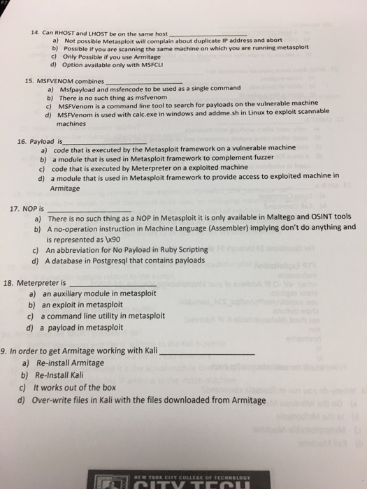 Kali command 32. hostname is a? a) linux command b) kali command
