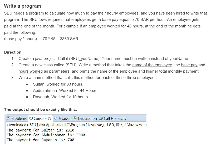  Java Please Write a program SEU needs a program to calculate
