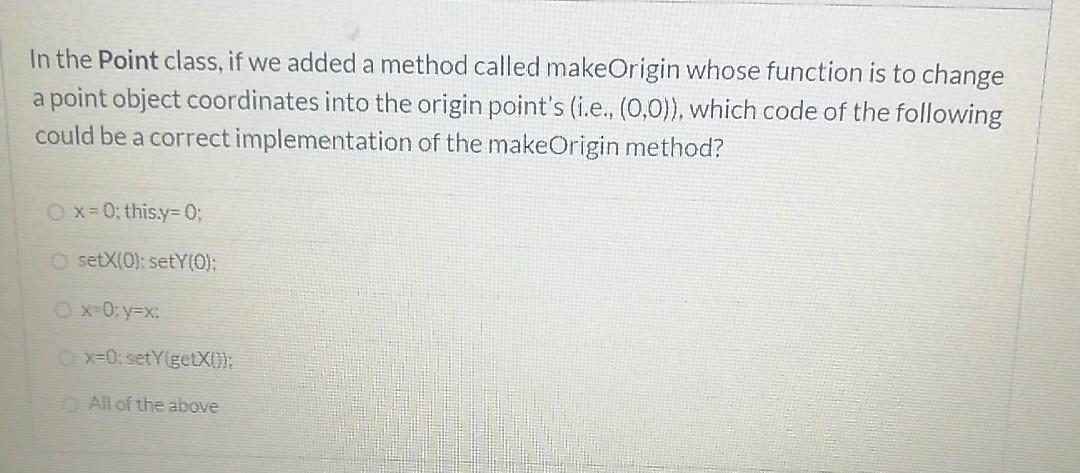 OOP2/ java In the Point class, if we added a method called