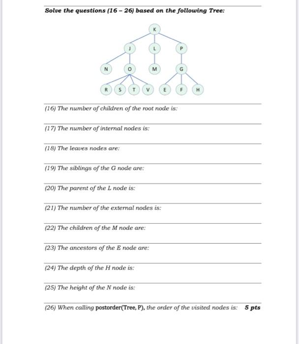  data structure python Solve the questions (16 - 26) based on