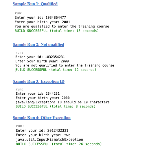 method Ask the user to enter her/his ID [String] and birth year