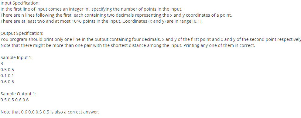Closest Pair USING PYTHON CODE ONLY PROVIDE SCREEN SHOT OF FUNCTIONAL WORKING