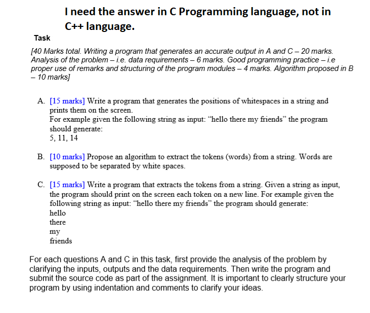  I need the answer in C programming language, not in C++