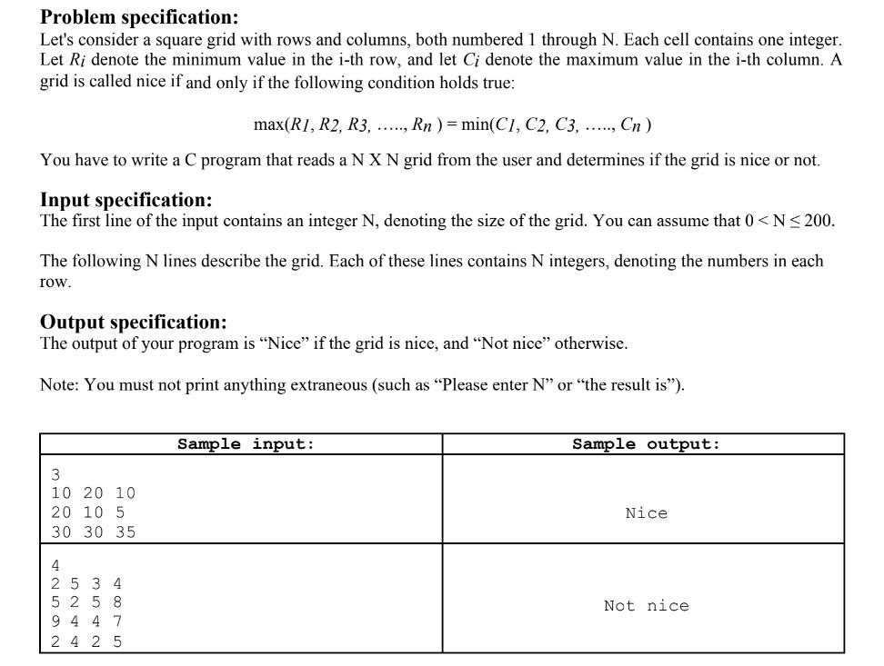 Please solve the problem using C programming. It's urgent Problem specification: Let's