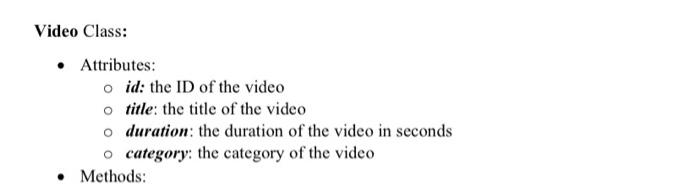 description given after the diagram. Channel - name : String playlists +