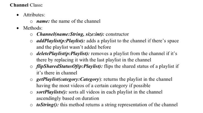Playlist): boolean + flipSharedStatusOf(p: Playlist) : boolean + getPlaylist(category C): Playlist 1