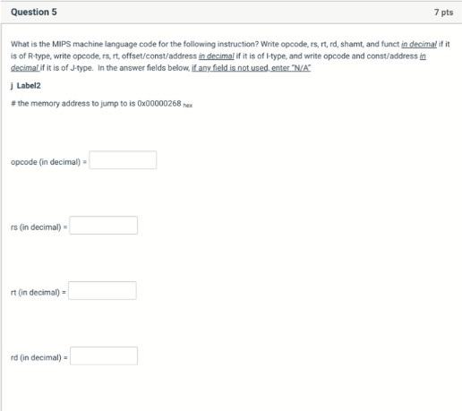 for the following instruction? Write apcode, rs, it rd, shamt, and funct