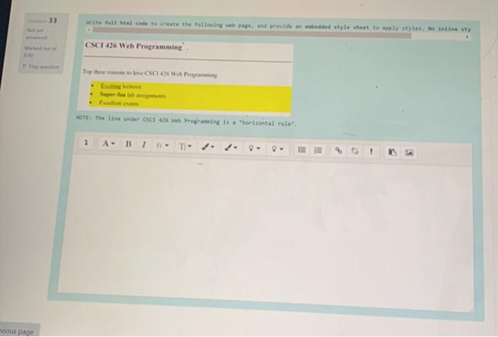embedded style sheet to apply styles. No inline sty CSC 426 Web