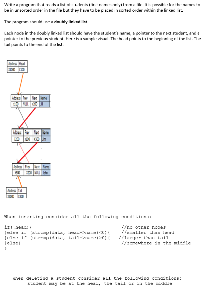  PLEASE CODE IN C Write a program that reads a list