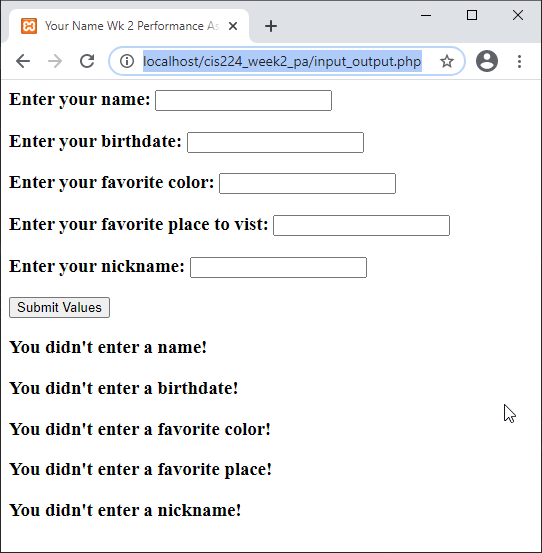 LastName_wk2pa The web application consists of a single page titled "Your Name