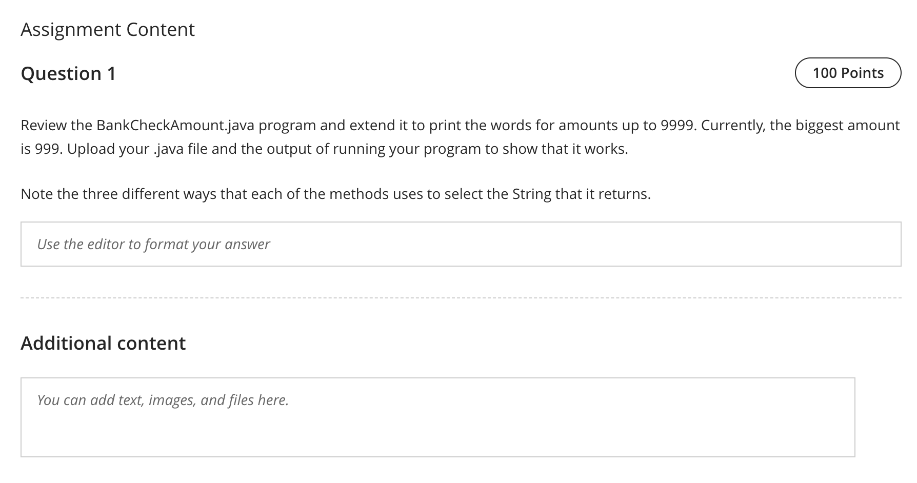 I need this in java Assignment Content Question 1 100 Points Review