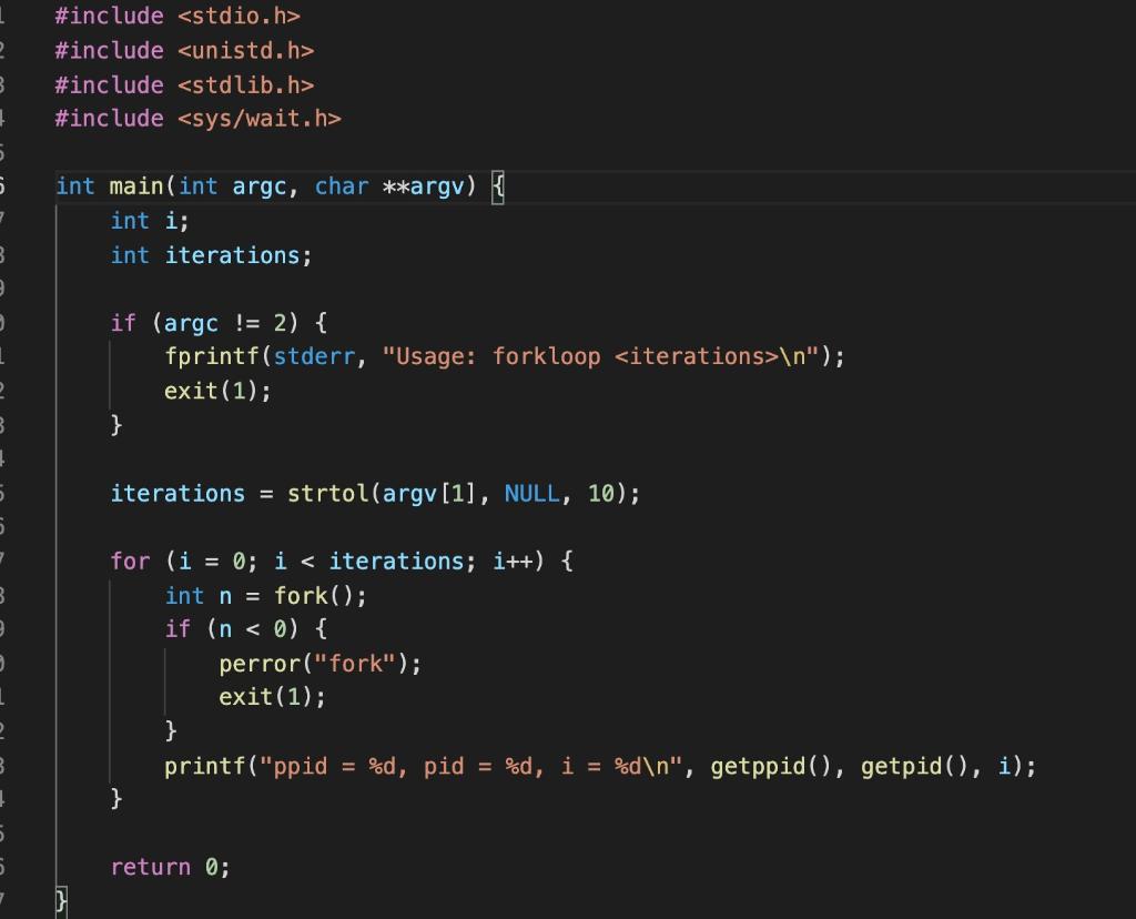 create all the new processes Create a copy of forkloop.c called parentcreates.c).