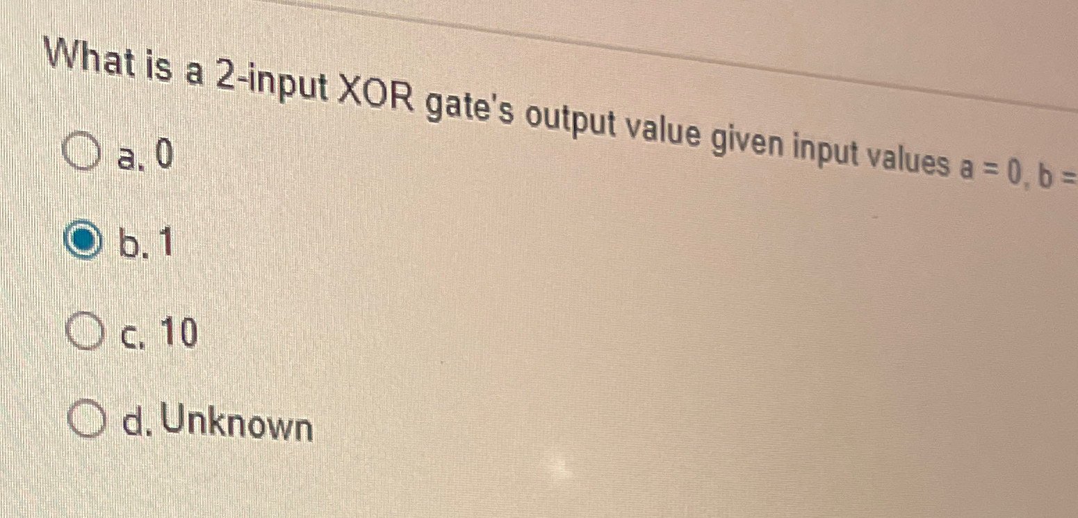 What is a 2-input XOR gate's output value given input values