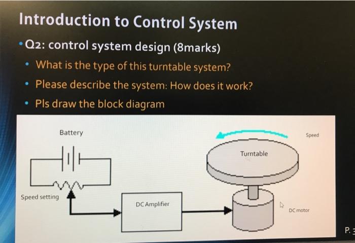  Introduction to Control System Q2: control system design (8marks) What is
