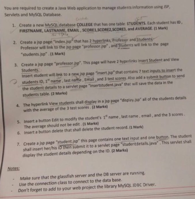  You are required to create a Java Web application to manage