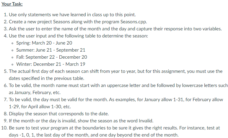 the season will change. For this program, your job is to accept