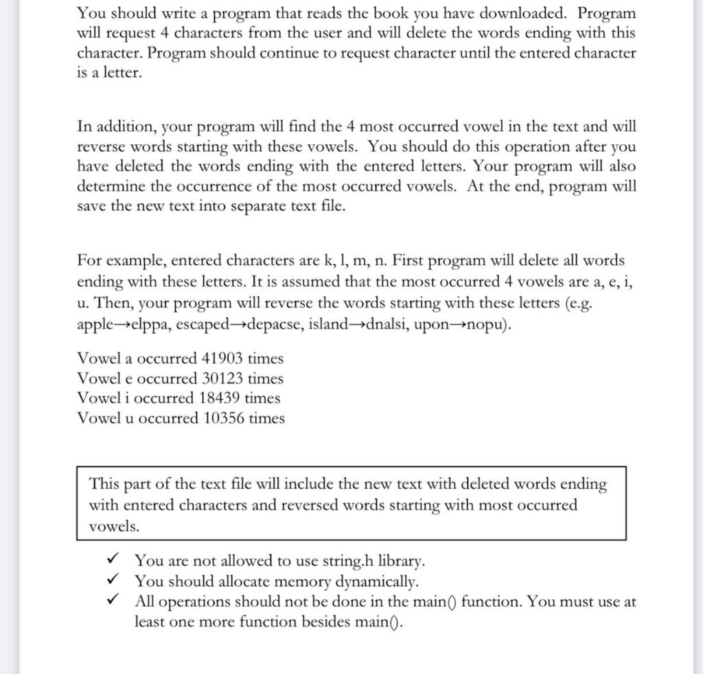  You should write a program that reads the book you have