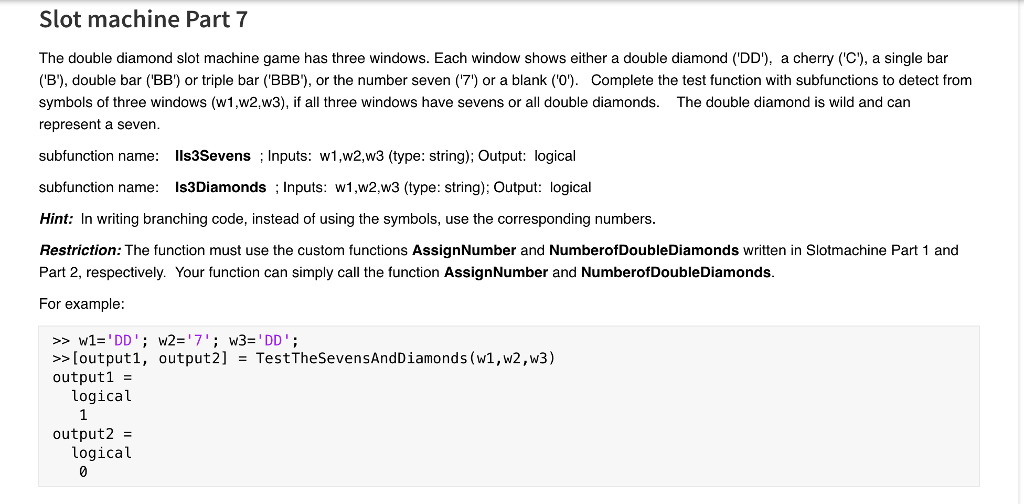 shows either a double diamond (DD), a cherry ('C'), a single bar