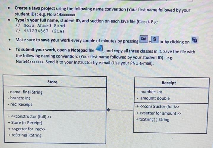 Using Netbeans (Java) Create a Java project using the following name convention