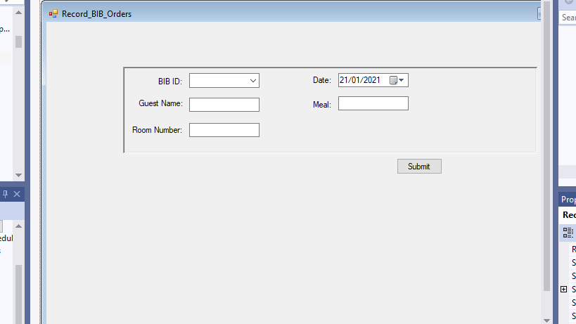 please write the programming code for this window form in visual
