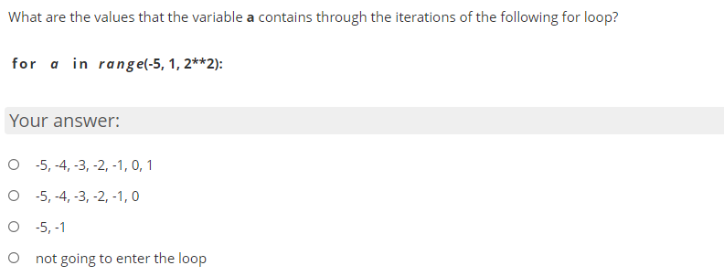  What are the values that the variable a contains through the