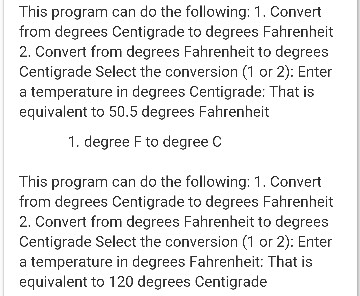 program that will first allow a user to choose one of two