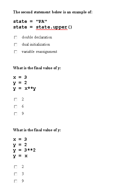  state = "PA" state = state. upper () double declaration dual