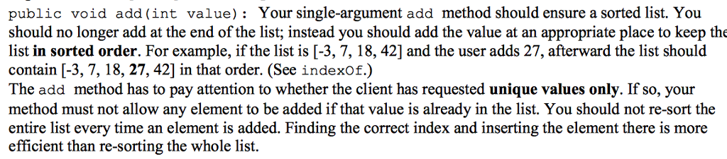 me how to construct add method. ______________________________________________ For this assignment you are