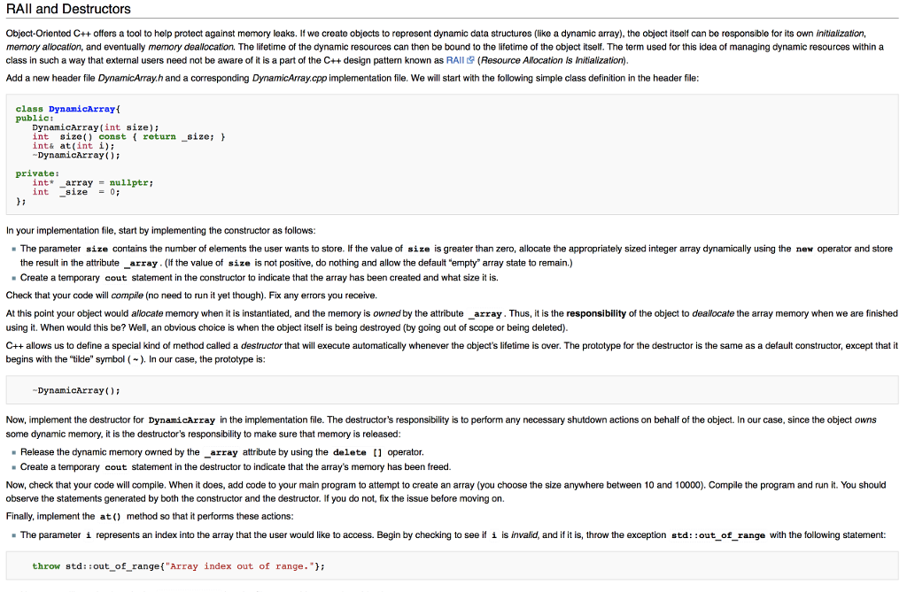 c++ problems need .cpp and .h file Exception must work RAll and