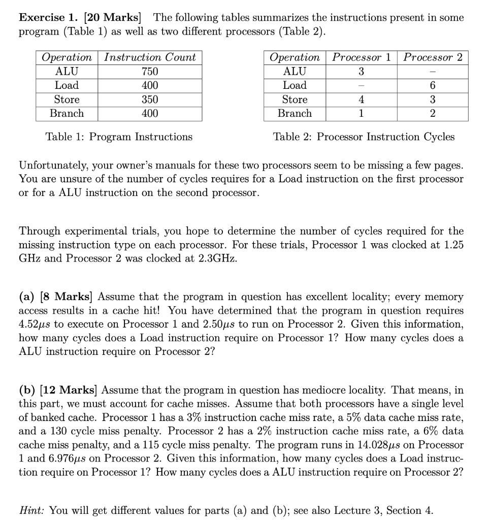 NOTE: Looking for an answer for part b Exercise 1. [20 Marks]