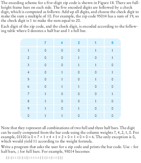  Using C++: The encoding scheme for a five-digit zip code is
