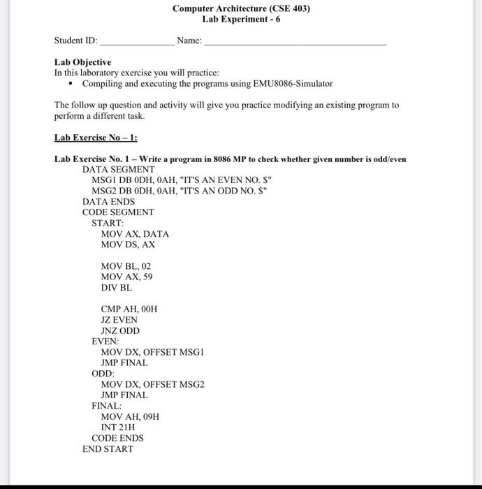 using 8086 microprocessor The answer will be using EMU8086 program just you