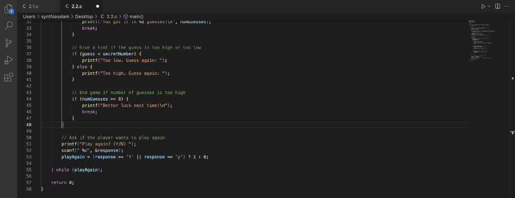 "I have my number. What's your guess?" I only want the output